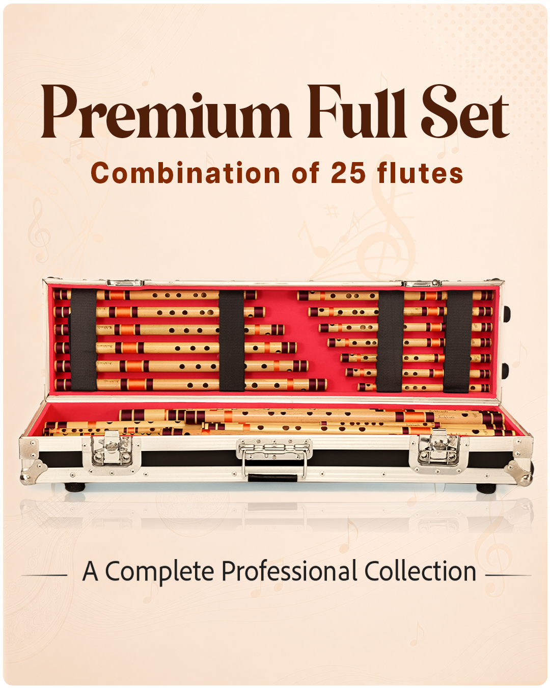 Premium Full Set Bansuri Flutes With Flight Case