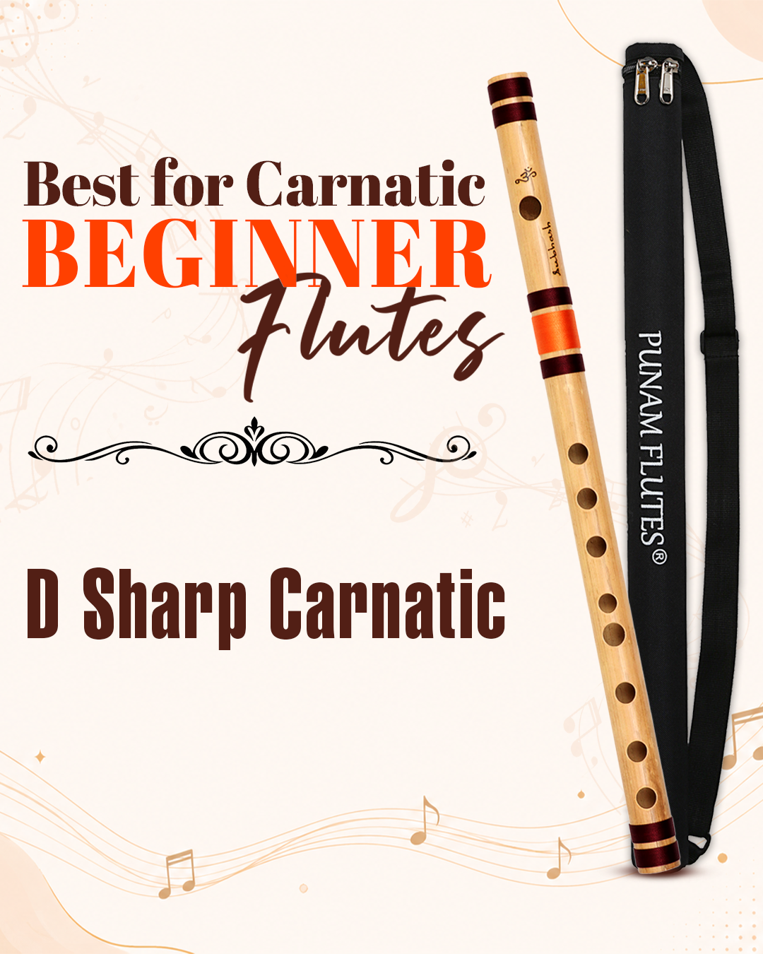 D Sharp Carnatic Flute Shruti 2.5 Size Approx 19.2 Inches (Adult Beginners)