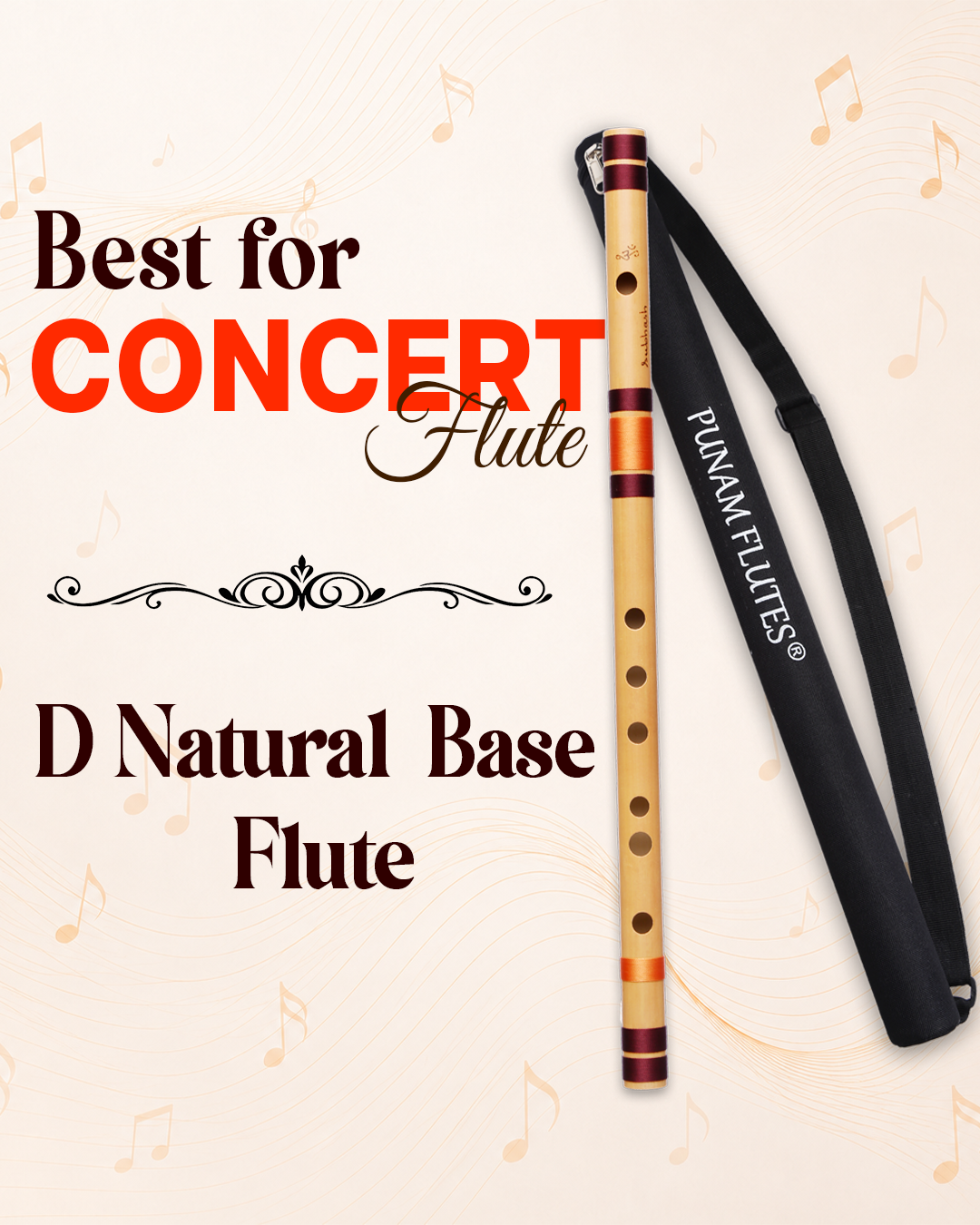 D Natural Base Bansuri flute (Right Hand) 32.1 inches (81.53 CM)