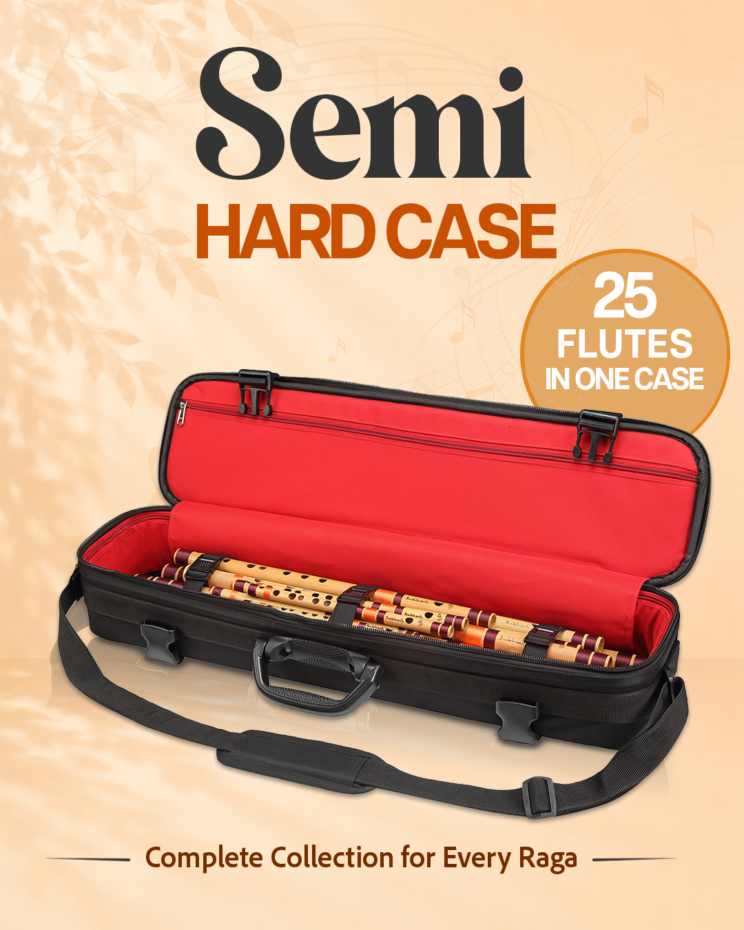 Flutes Semi Hard Case (Black) Size 35 inches