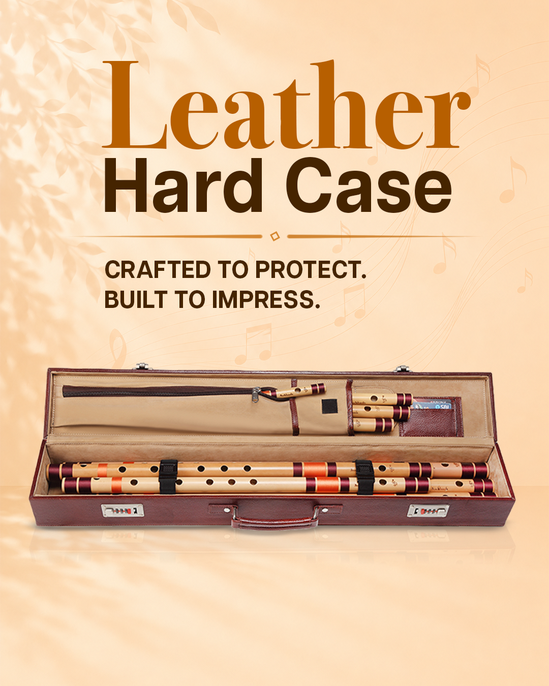 Flutes Leather Hard case Size 35 Inches