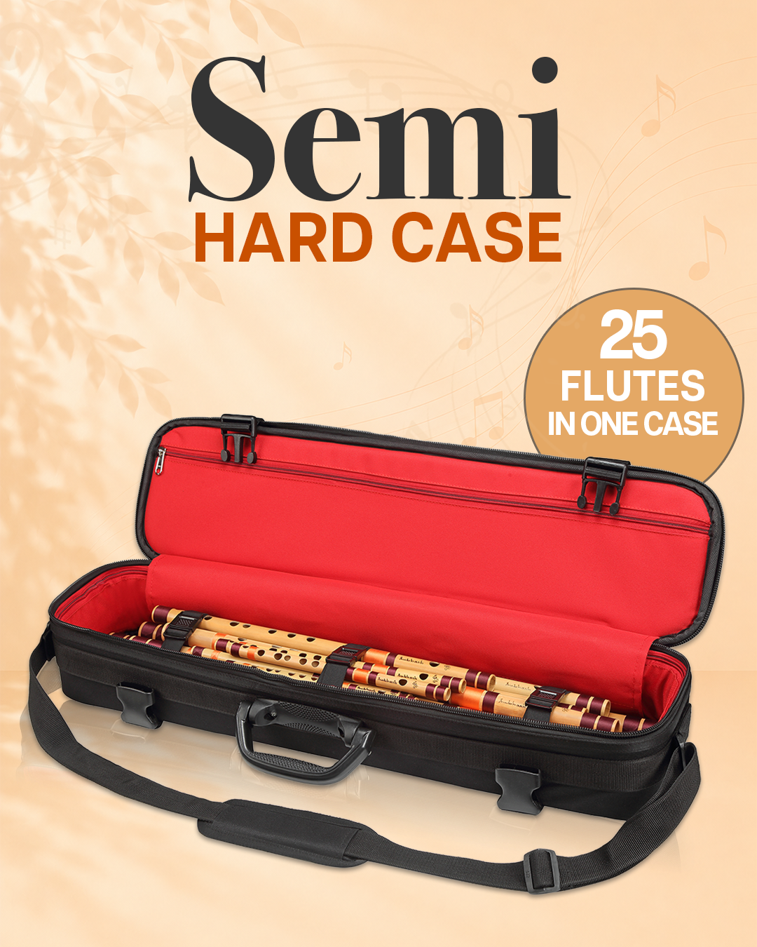 Flutes Semi Hard Case (Black) Size 35 inches