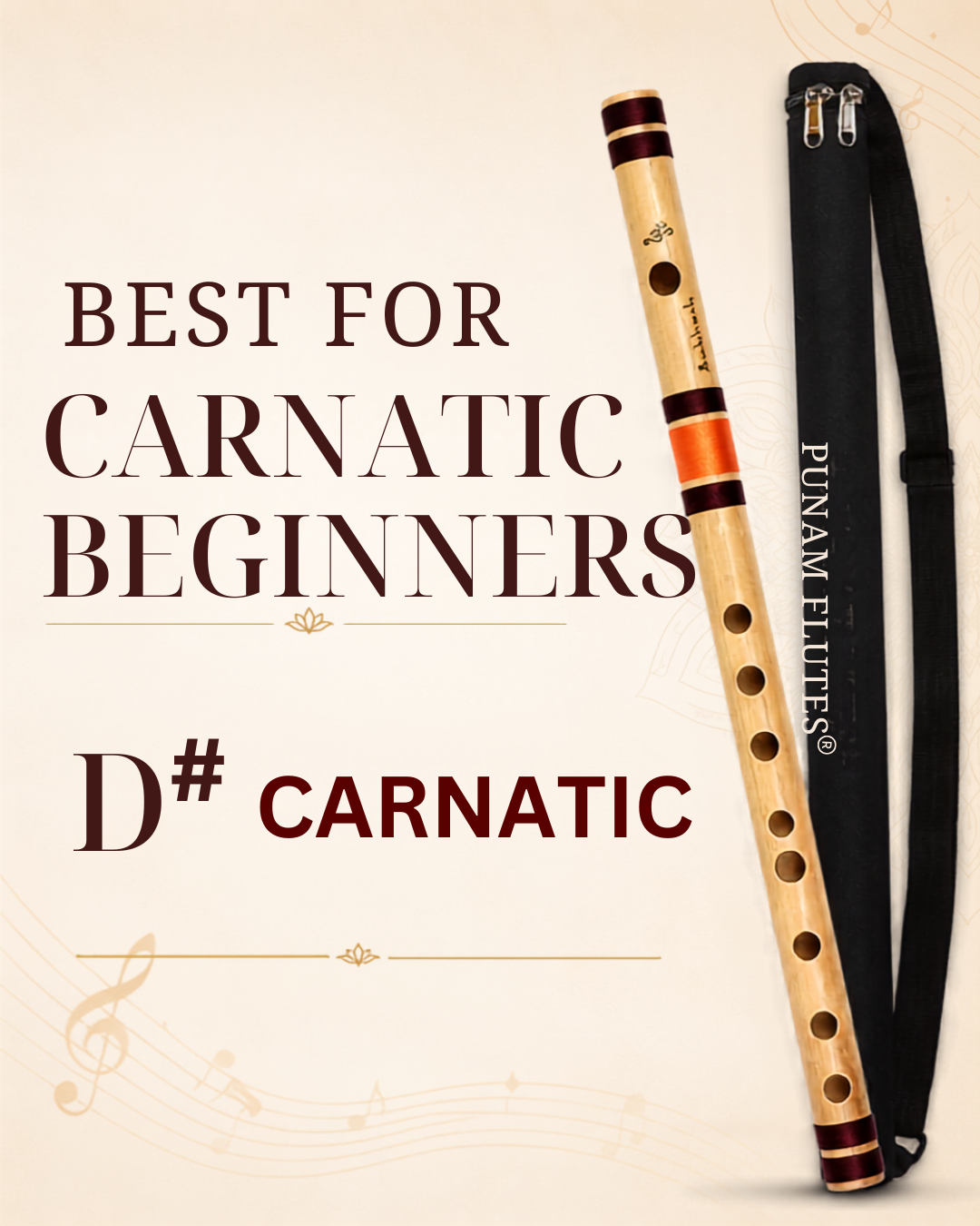D Sharp Carnatic Flute Shruti 2.5 Size Approx 19.2 Inches (Adult Beginners)