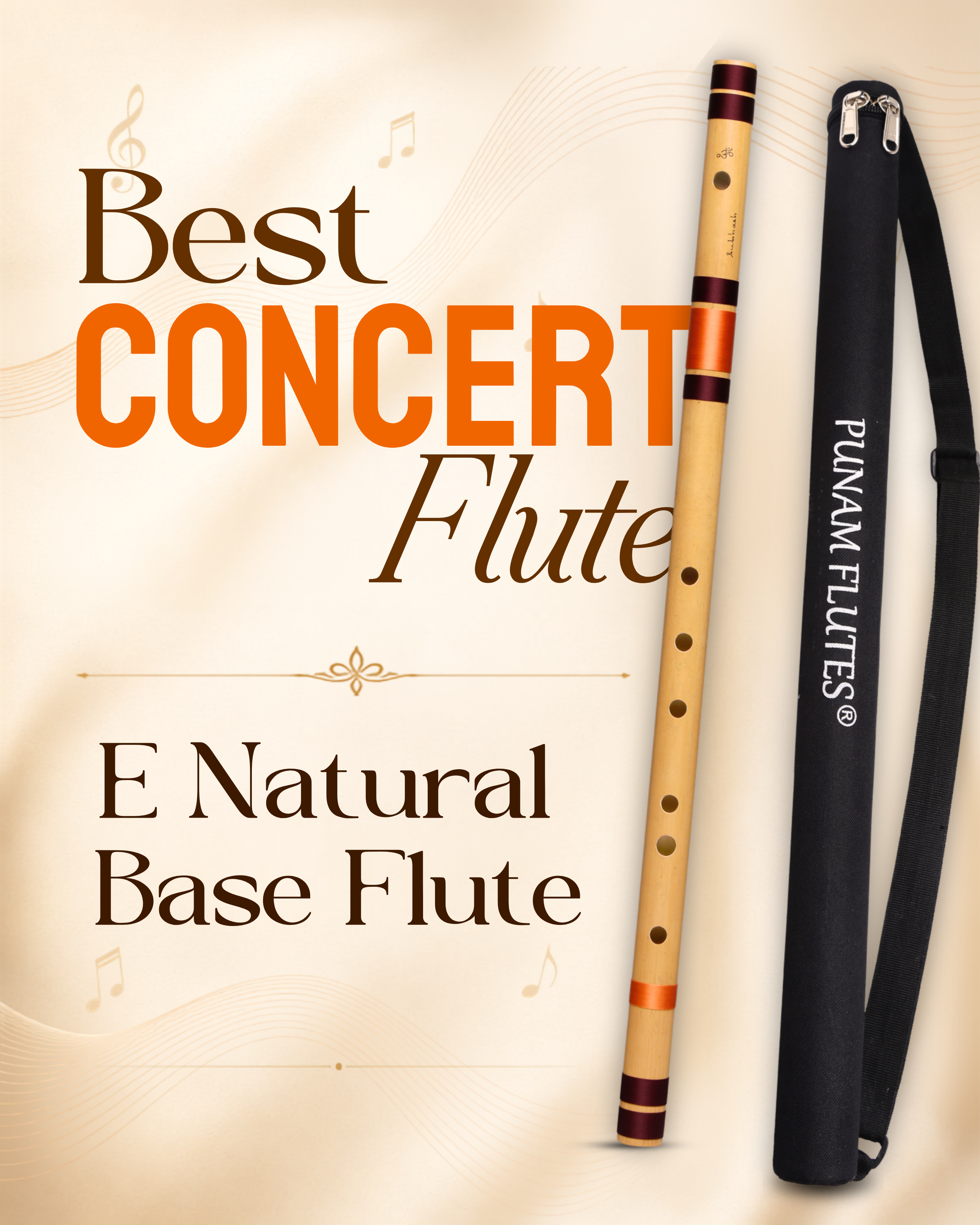 E Natural Base Bansuri Flute (Right Hand) 29.3 inches (74.4 CM)