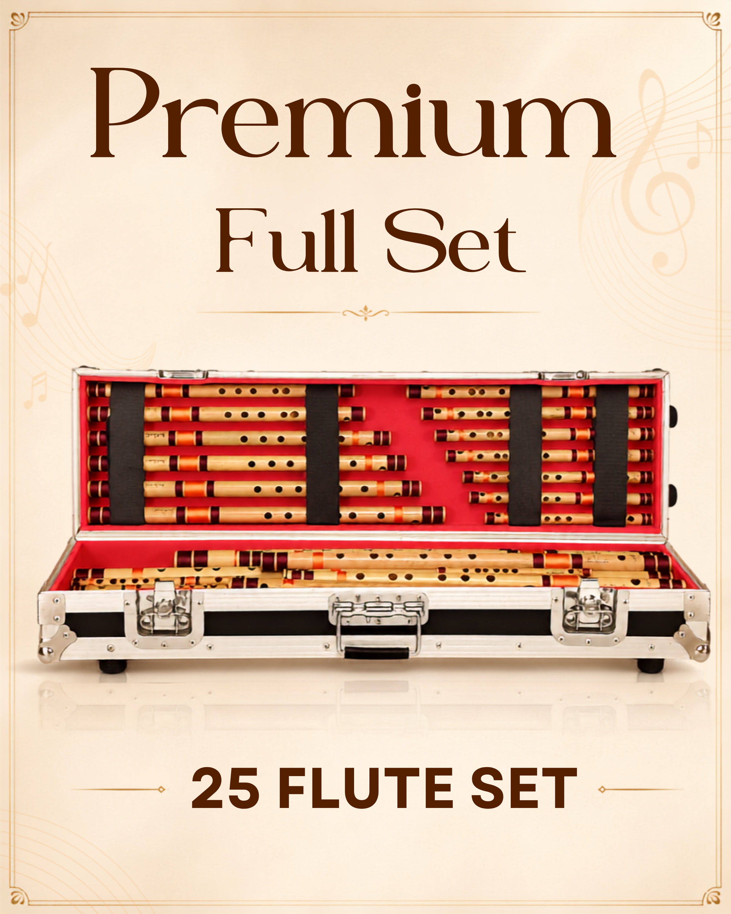 Premium Full Set Bansuri Flutes With Flight Case
