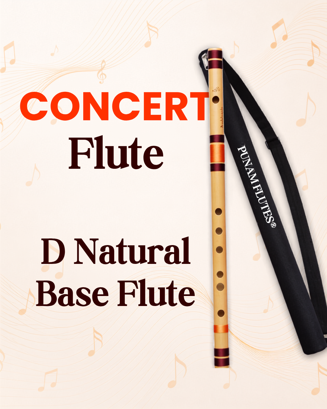 D Natural Base Bansuri flute (Right Hand) 32.1 inches (81.53 CM)